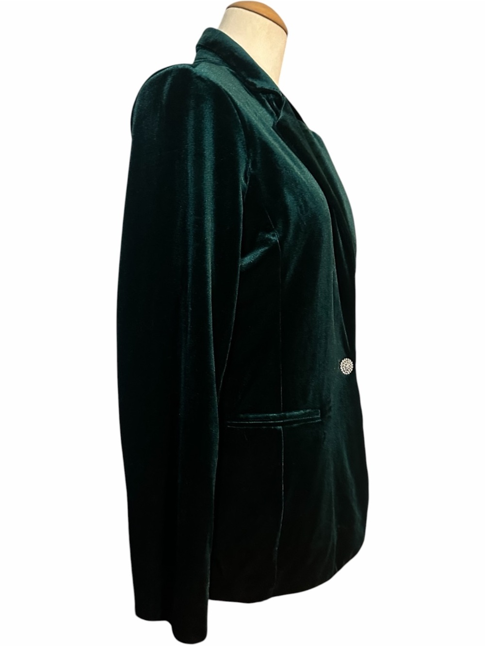 Tahari Velvet Blazer Jacket Emerald Green Size L - Picture 3 of 3